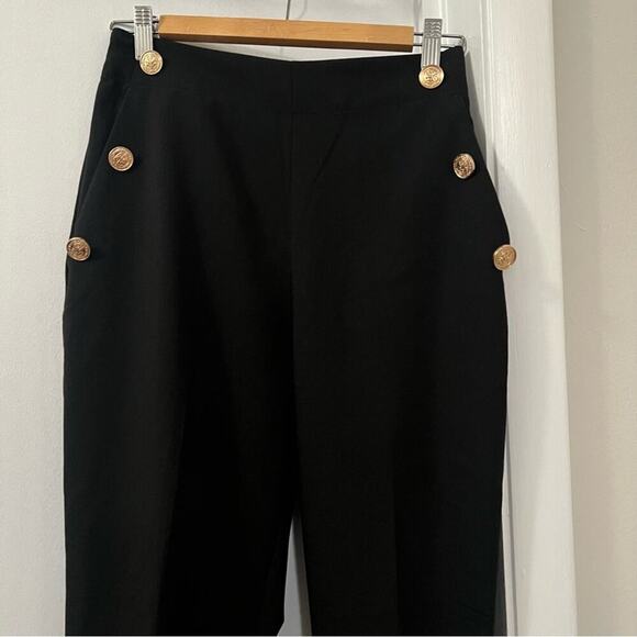 Zara Black BUTTONED STRAIGHT LEG PANTS Size Small - Picture 11 of 12